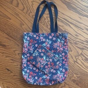 Old Navy Floral Tote Bag with Pouch - Navy and Red